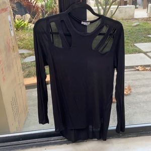 Black LNA tissue tee with cutouts